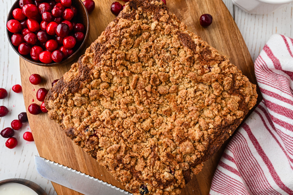 Cranberry Coffee Cake with tutorial and social reels