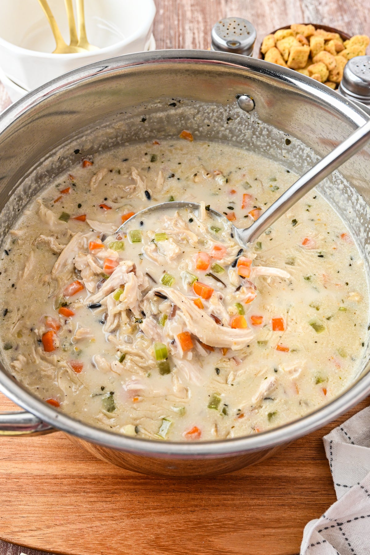 Turkey and Wild Rice Soup with tutorial and social reels