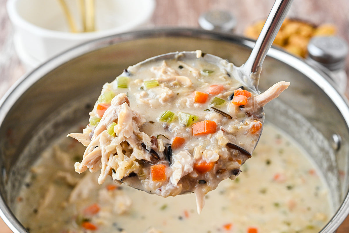 Turkey and Wild Rice Soup with tutorial and social reels