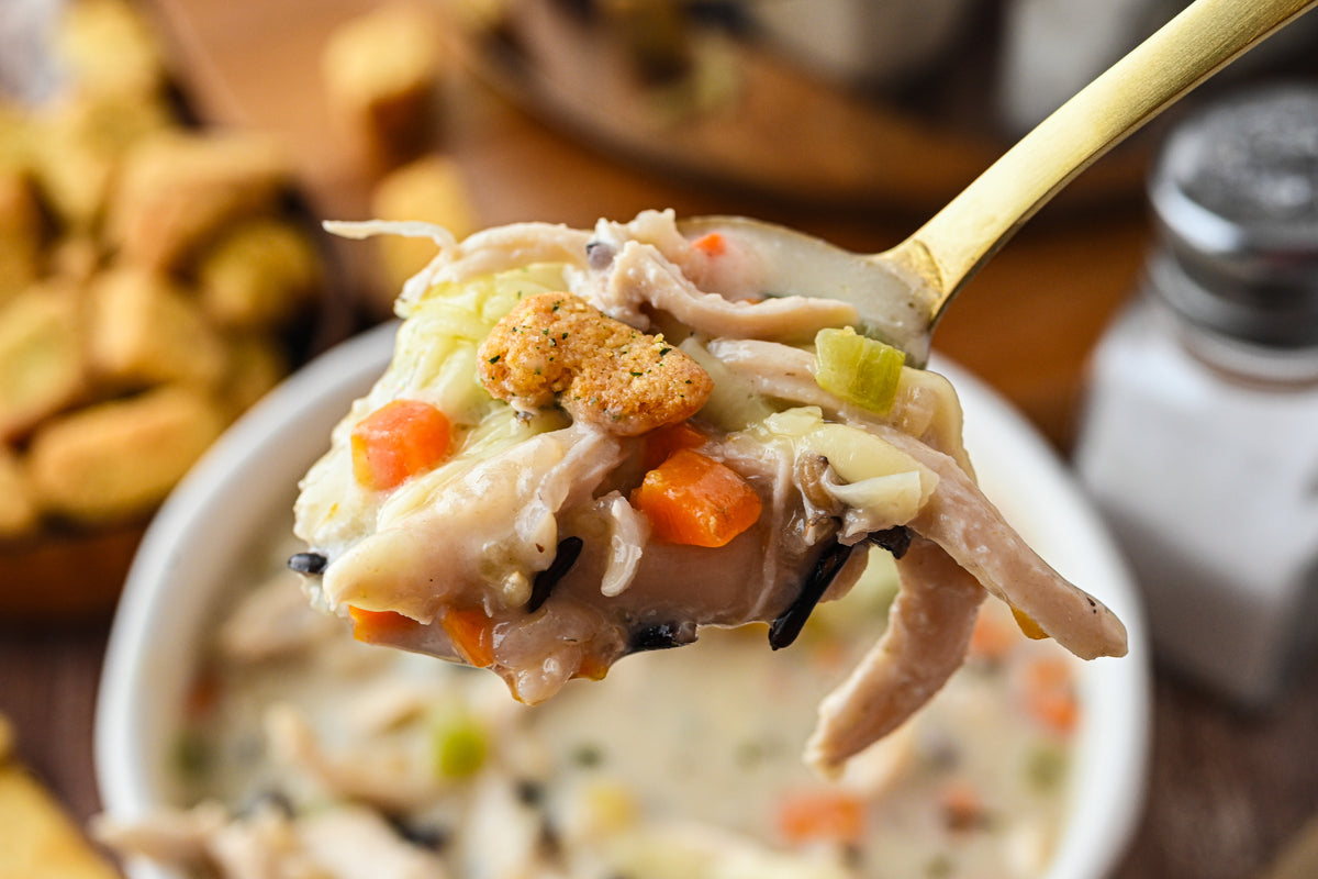 Turkey and Wild Rice Soup with tutorial and social reels